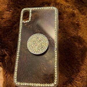 Rhinestone iPhone XS Max Phone Case with Popsocket